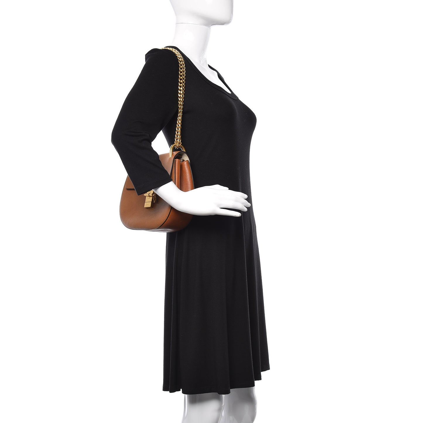 Grained Lambskin Drew Shoulder Bag Caramel