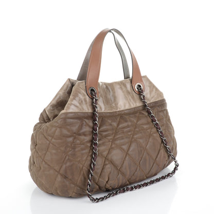 Chanel Iridescent Calfskin Quilted Large In The Mix Tote Khaki 3 of 9