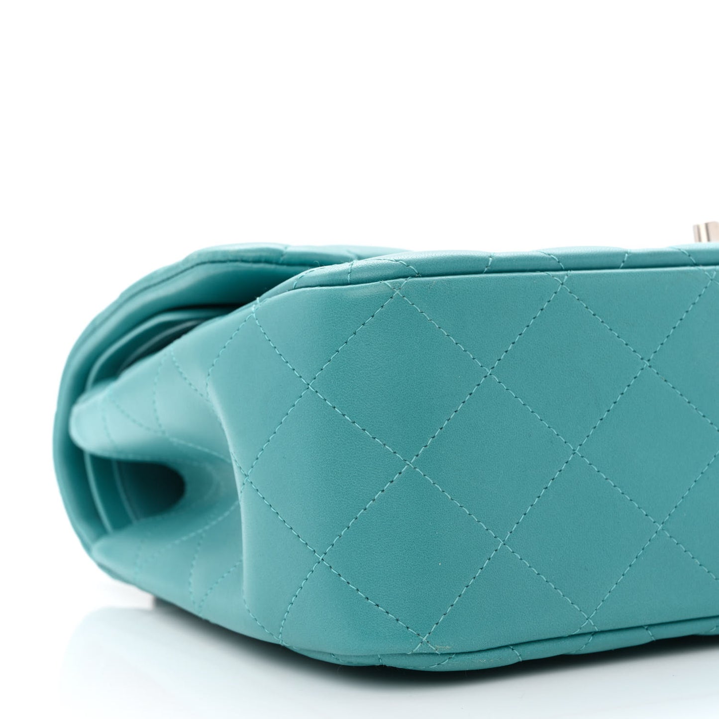Lambskin Quilted Jumbo Double Flap Turquoise