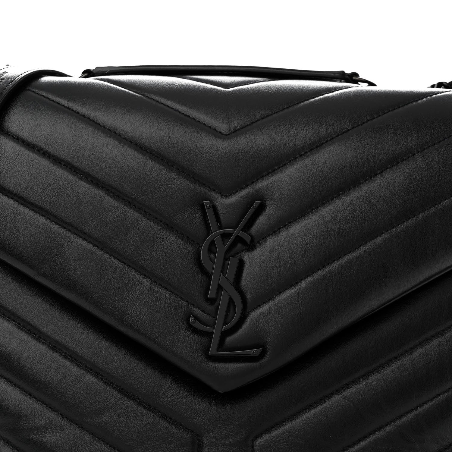 Saint Laurent Calfskin Y Quilted Monogram Monochrome Medium Loulou Chain Satchel Black 7 of 12