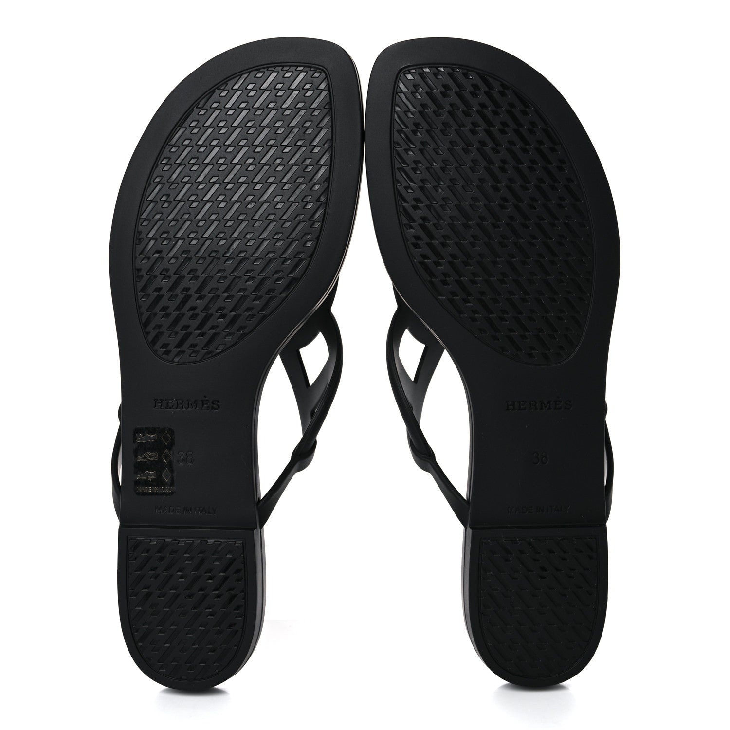 Hermes Rubber Womens Egerie Sandals 38 Black 7 of 9