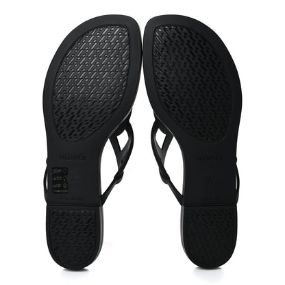 Hermes Rubber Womens Egerie Sandals 38 Black 7 of 9