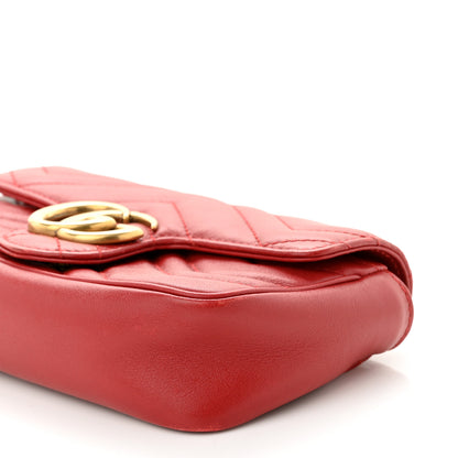 Gucci Calfskin Matelasse Super Mini GG Marmont Shoulder Bag Hibiscus Red 10 of 10