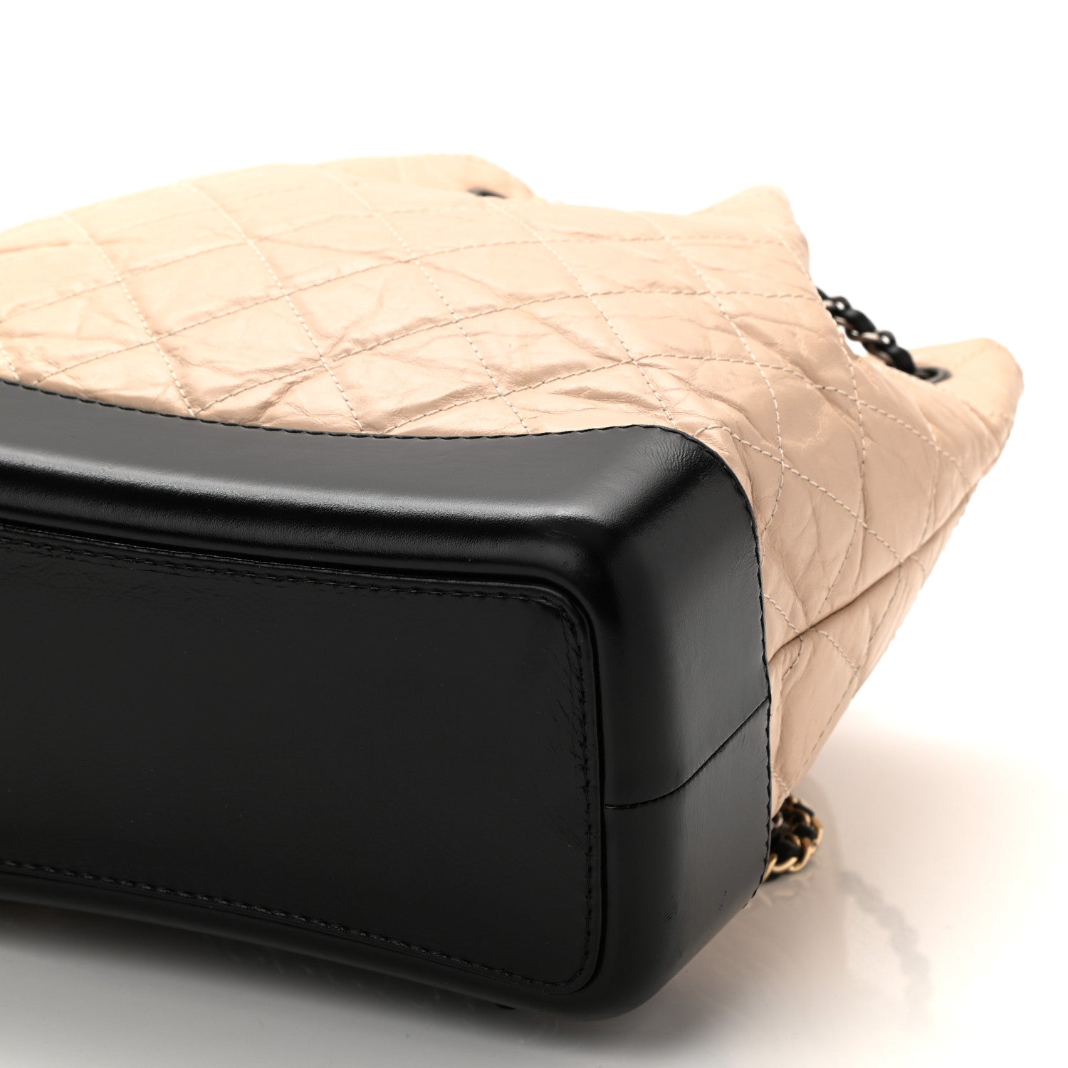Chanel Aged Calfskin Quilted Gabrielle Backpack Beige Black 10 of 10