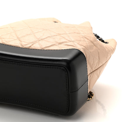 Chanel Aged Calfskin Quilted Gabrielle Backpack Beige Black 10 of 10