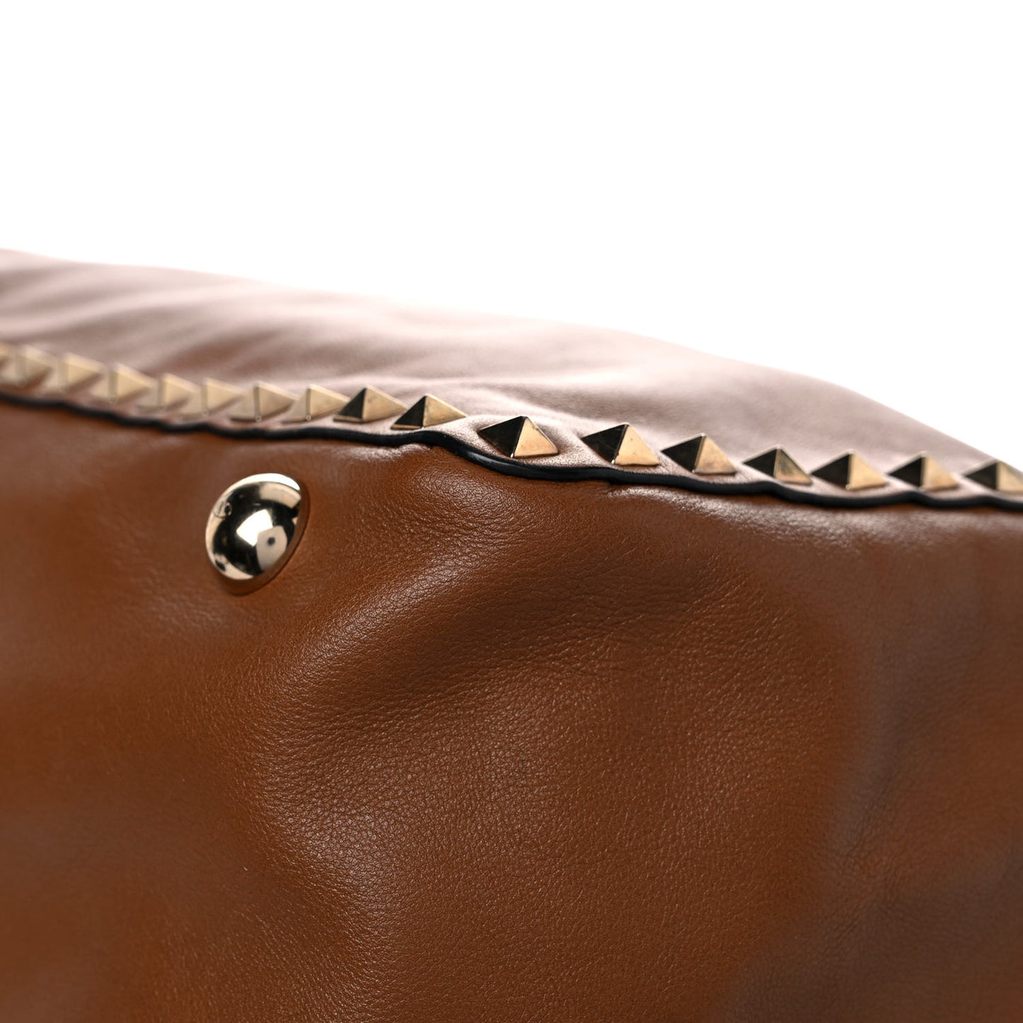 Vitello Medium Rockstud Tote Brown