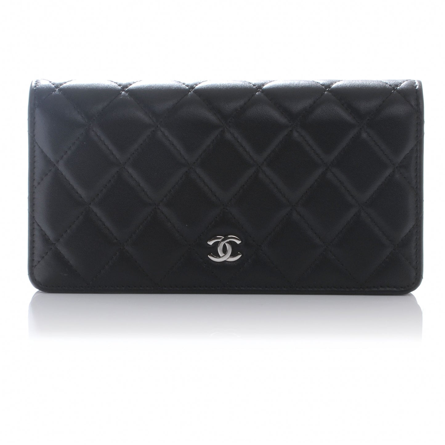 Lambskin Quilted Yen Wallet Black