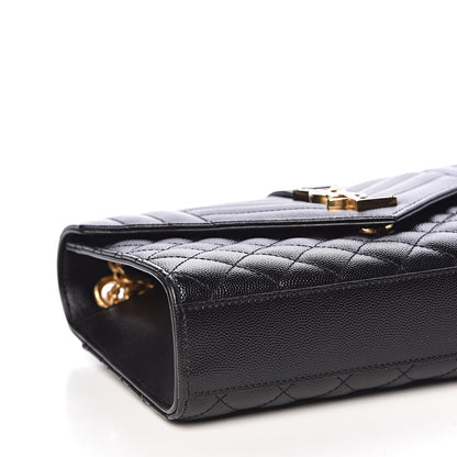 Saint Laurent Grain De Poudre Textured Mixed Matelasse Triquilt Medium Monogram Satchel Black 8 of 10