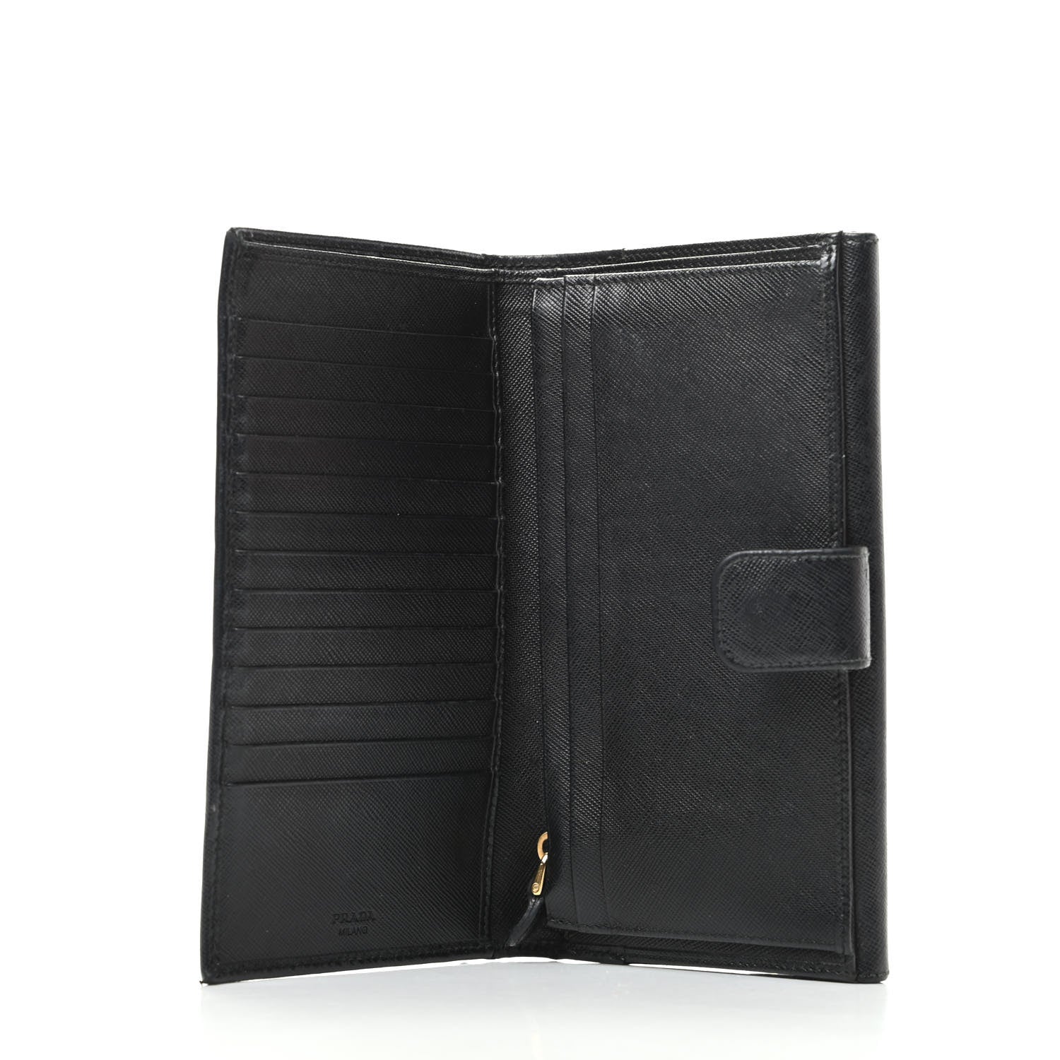 Prada Saffiano Metal Continental Flap Wallet Black 5 of 10