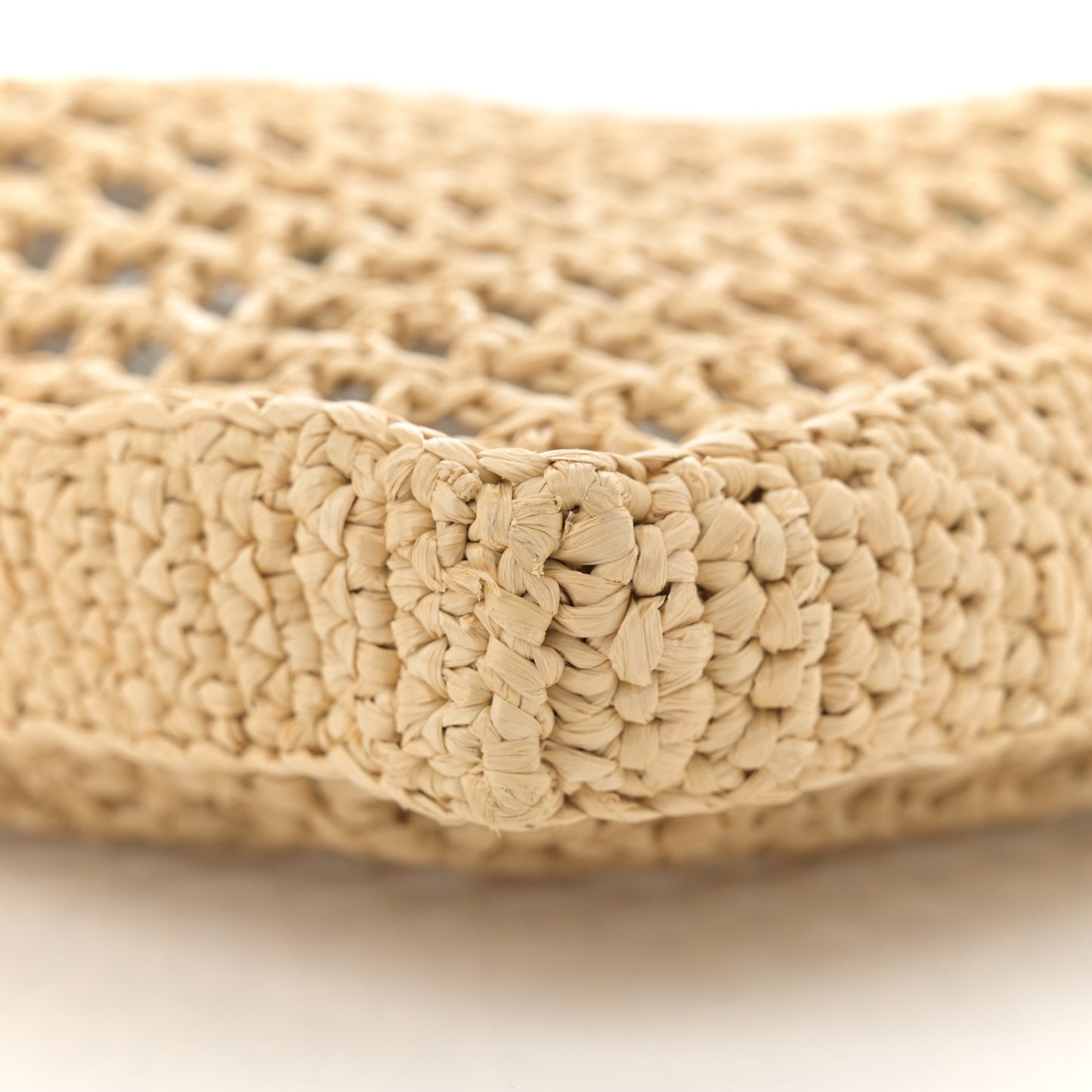 Yarn Raffia Effect Crochet Logo Embroidered Tote Bag Naturale