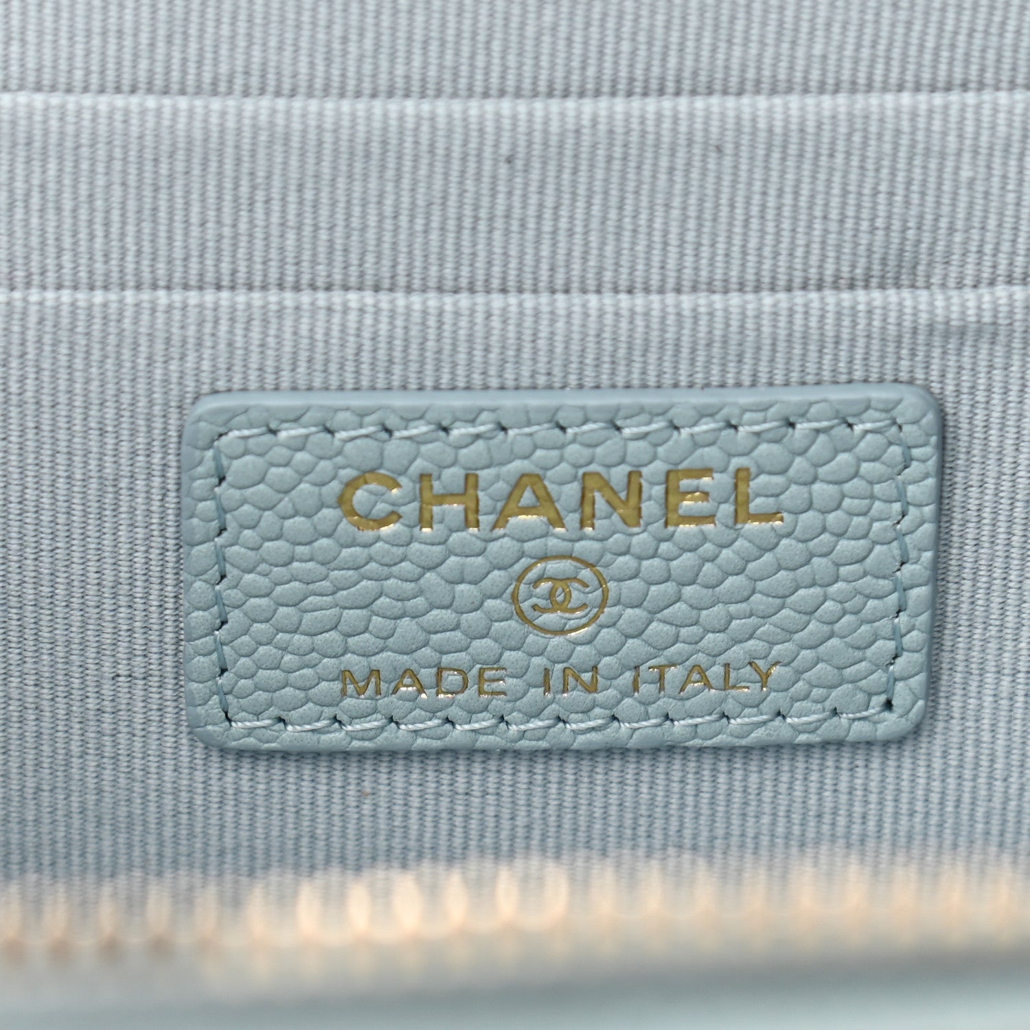Chanel Caviar Quilted Small Tiny CC Vanity Case With Chain Light Blue 8 of 12