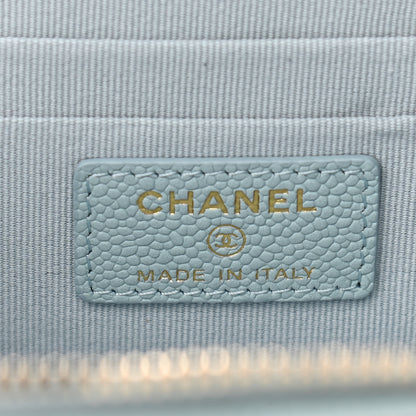 Chanel Caviar Quilted Small Tiny CC Vanity Case With Chain Light Blue 8 of 12