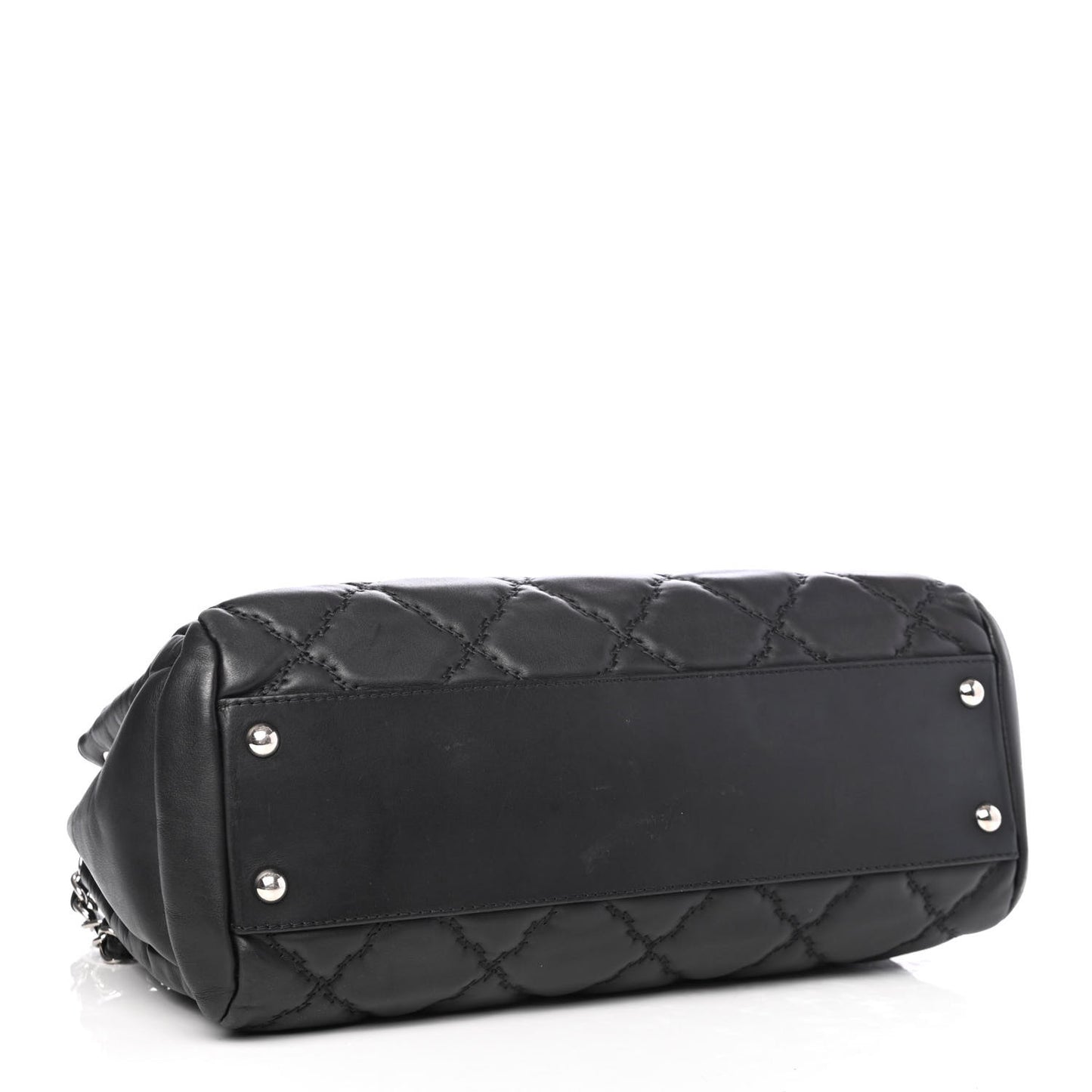 Calfskin Double Stitch Large Hamptons Flap Bag Black