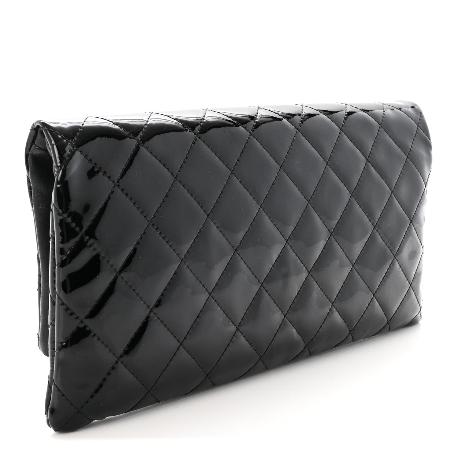 Chanel Patent Calfskin Quilted Beauty CC Clutch Black 3 of 7