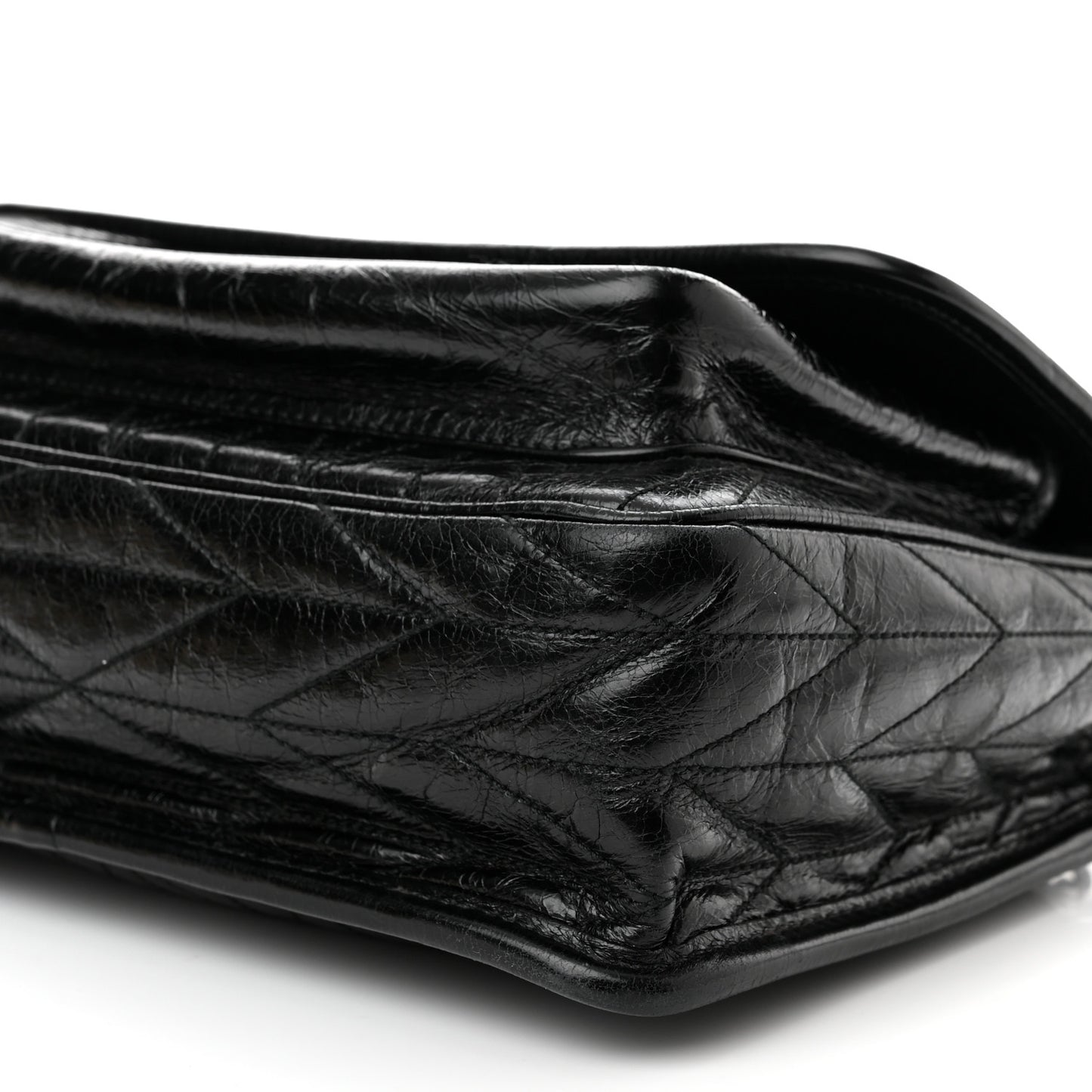 Vitello Shine Trapu Shoulder Bag Black