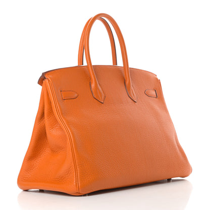 Hermes Taurillon Clemence Birkin 35 Orange 3 of 16