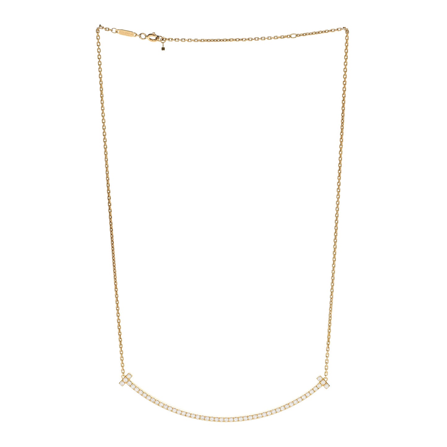 18K Yellow Gold Diamond Extra Large T Smile Pendant Necklace