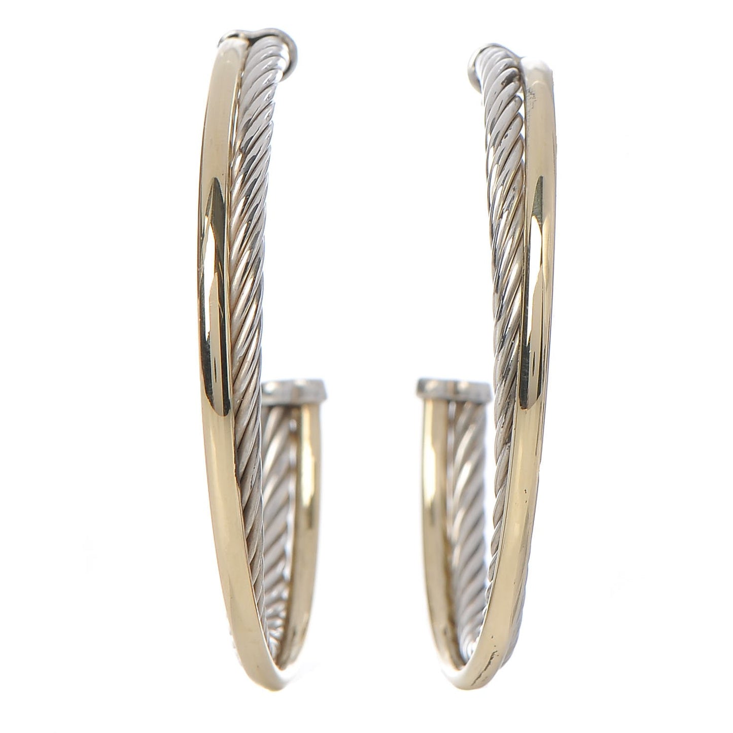Sterling Silver 18K Yellow Gold 44mm Extra Large Crossover Cable Hoop Earrings