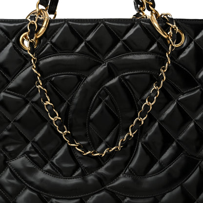 Chanel Patent Quilted Grand Shopping Tote GST Black 9 of 15
