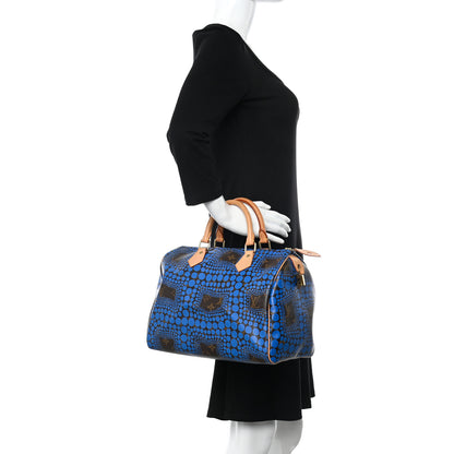 Louis Vuitton Monogram Kusama Town Speedy 30 Blue 2 of 15