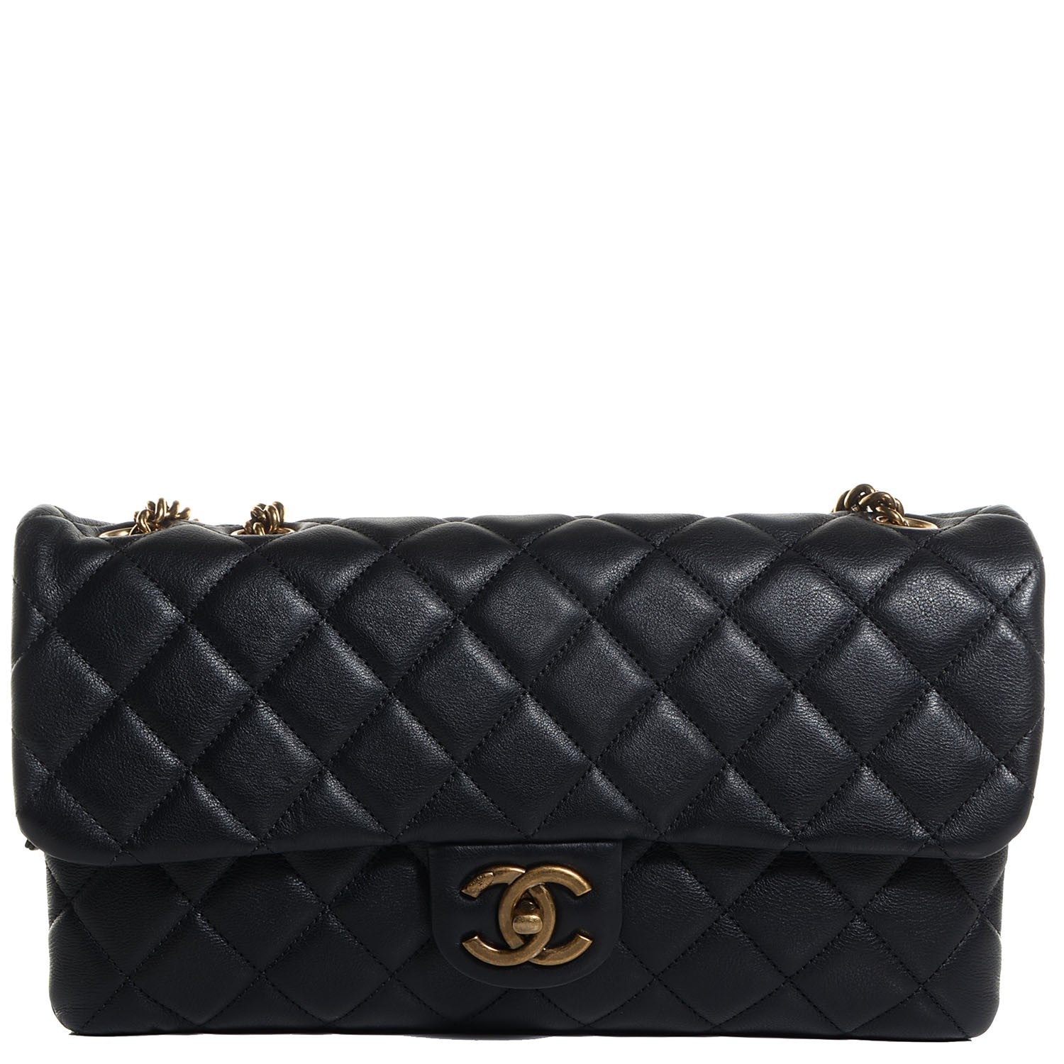 Chanel Calfskin Quilted Medium CC Crown Flap Black 1 of 10