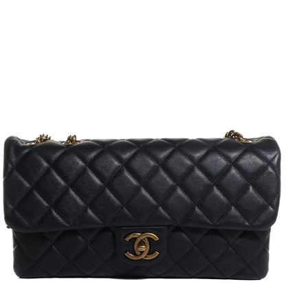 Chanel Calfskin Quilted Medium CC Crown Flap Black 1 of 10