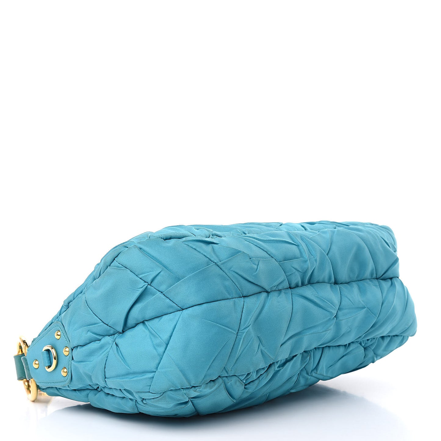 Tessuto Nylon Chevron Quilted Shoulder Bag Turchese