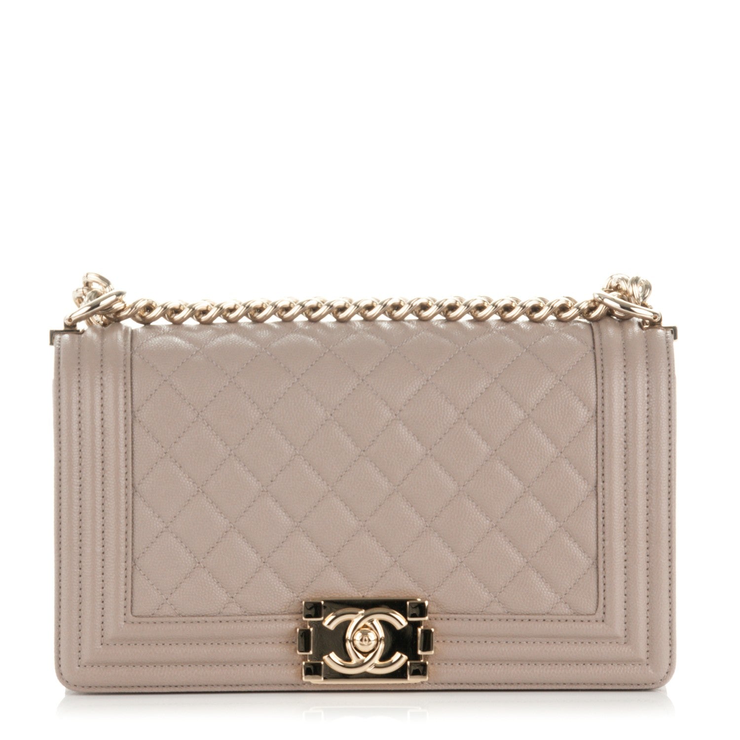 Chanel Caviar Quilted Medium Boy Flap Dark Beige 1 of 7