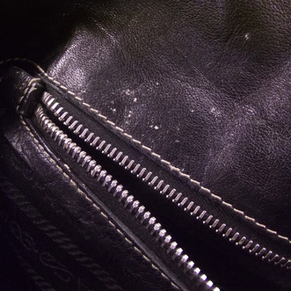 Prada Leather Easy Foldover Pushlock Work Bag Black 13 of 14