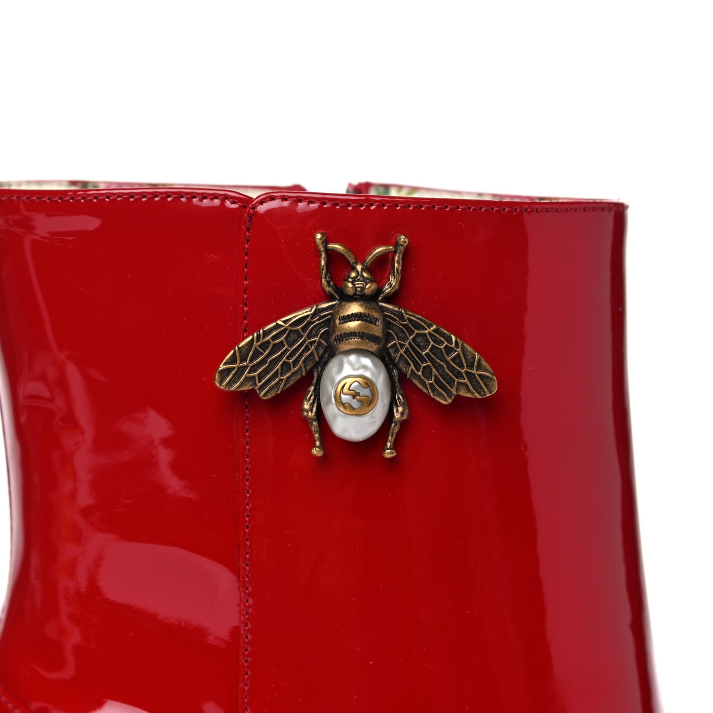 Patent Calfskin GG Lois Bee Ankle Booties 40 Red