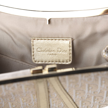 Christian Dior Jacquard Nylon Monogram Evening Frame Saddle Bag White Gold 5 of 10