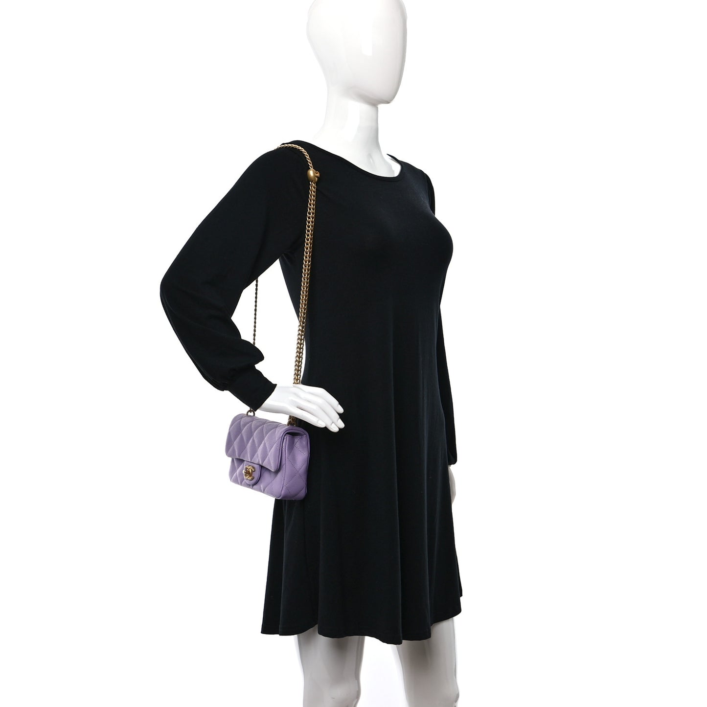 Caviar Quilted Mini Rectangular Sweetheart Flap Lilac