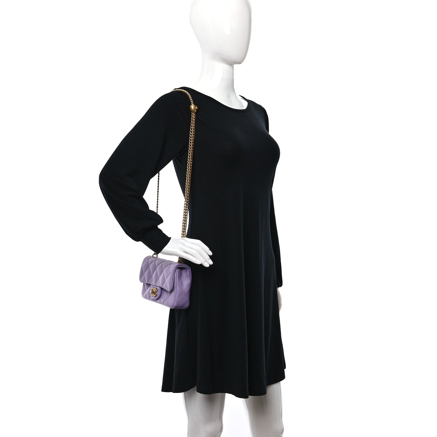 Chanel Caviar Quilted Mini Rectangular Sweetheart Flap Lilac 2 of 12