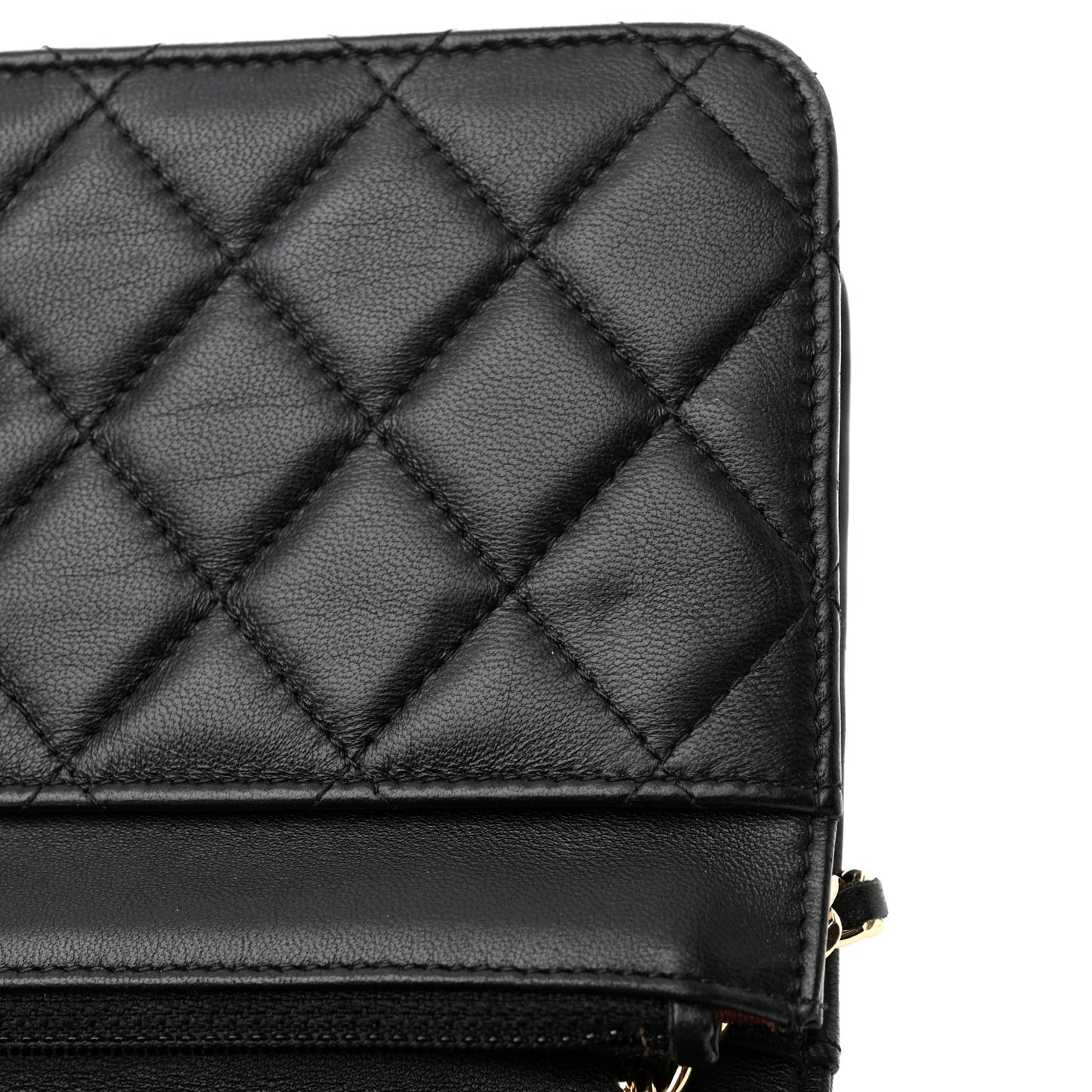 Lambskin Quilted Wallet On Chain WOC Black