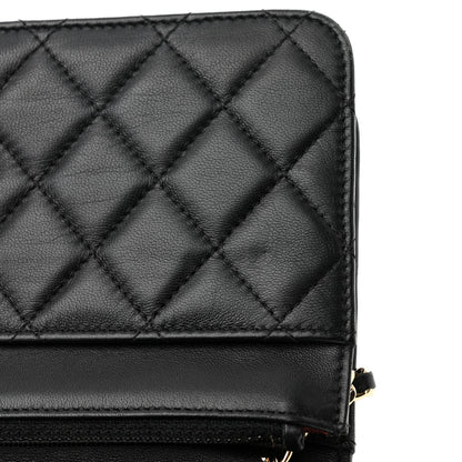 Chanel Lambskin Quilted Wallet On Chain WOC Black 12 of 12