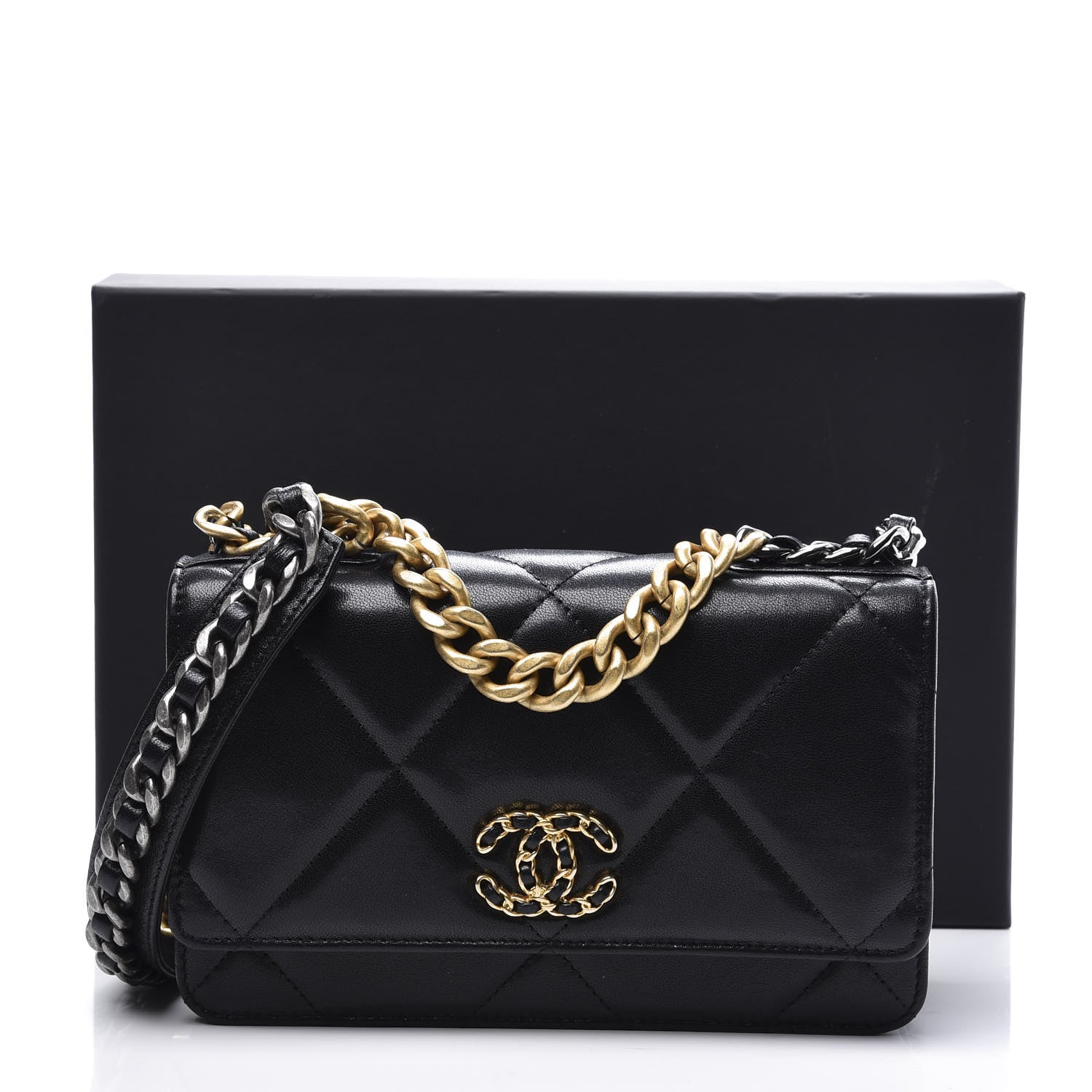 Chanel Goatskin Quilted 19 Wallet On Chain WOC Black 13 of 13