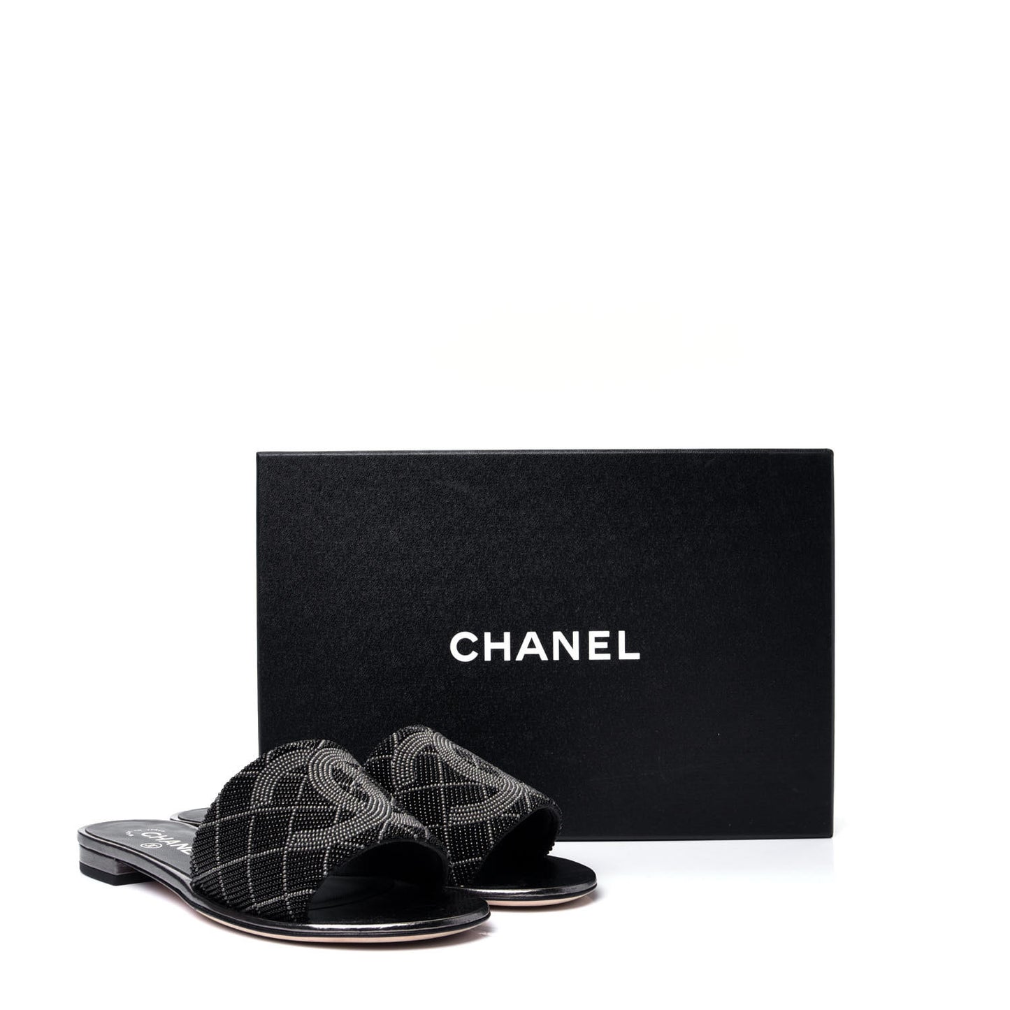 Pearl Embroidery CC Mules 37 Black