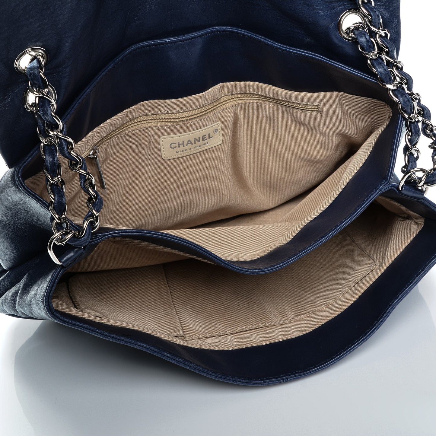 Calfskin Quilted Large Trianon Messenger Flap Blue