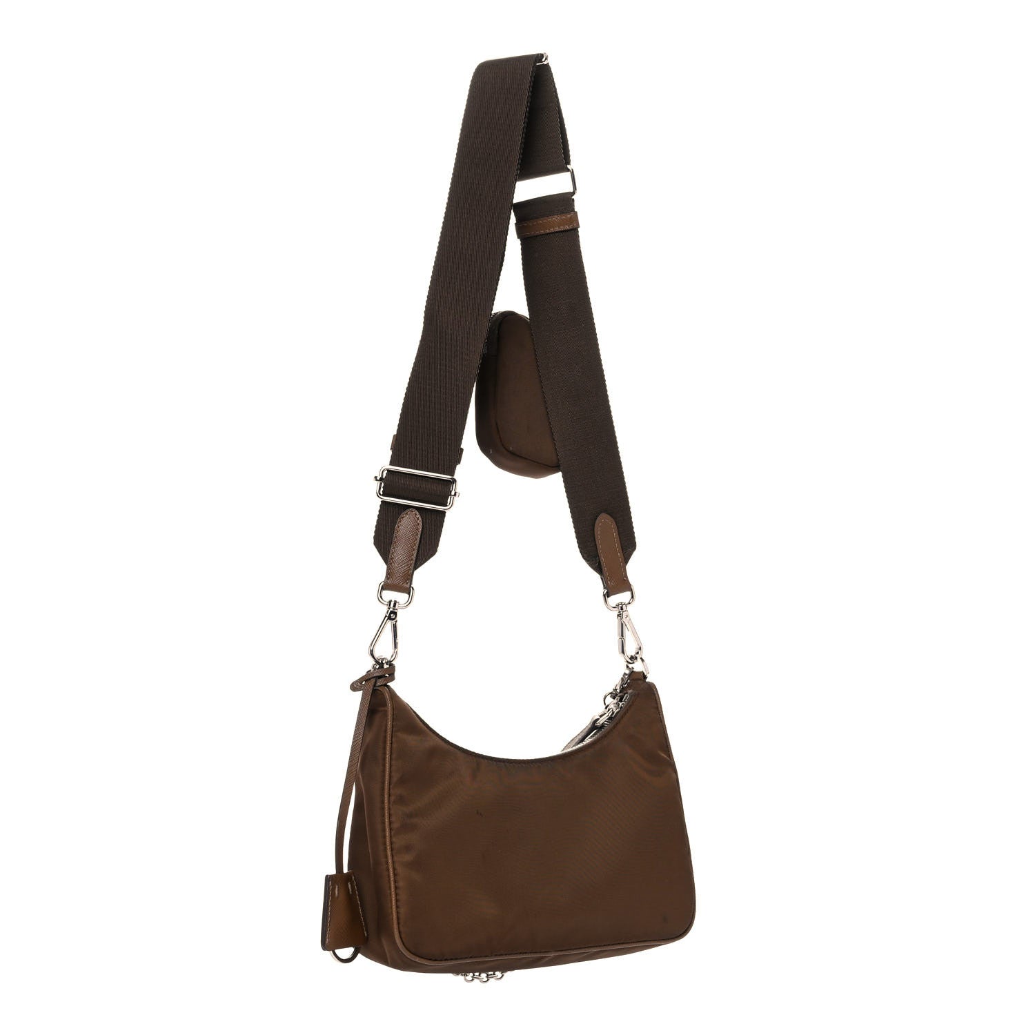 Prada Tessuto Nylon Saffiano Re-Edition 2005 Shoulder Bag Cacao 2 of 14