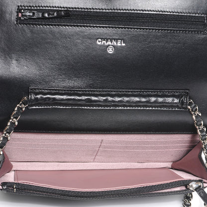 Chanel Lambskin Camelia Wallet on Chain Black 6 of 9