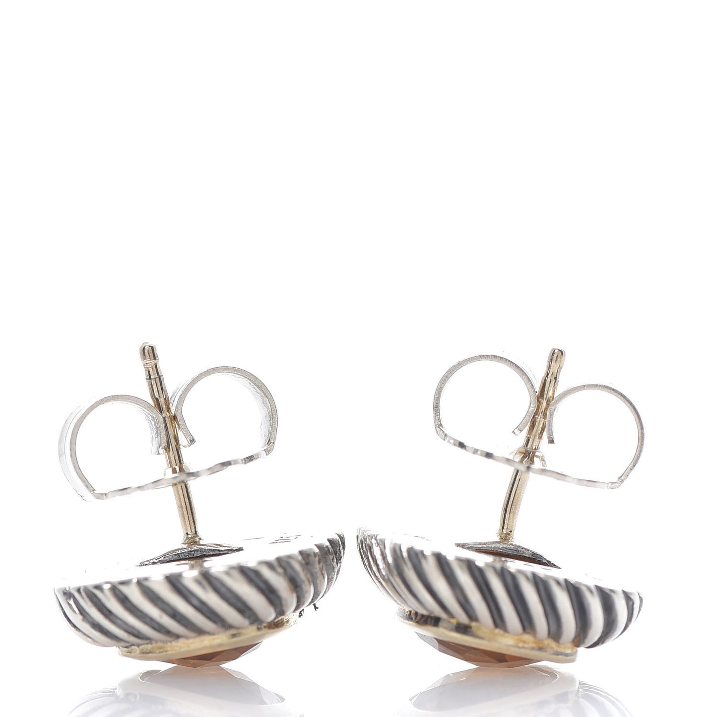 Sterling Silver 14K Yellow Gold Citrine 7mm Albion Cable Earrings