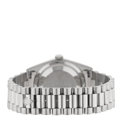 Rolex 18K White Gold Diamond 36mm Oyster Perpetual Day-Date President Watch Silver 18239 3 of 5