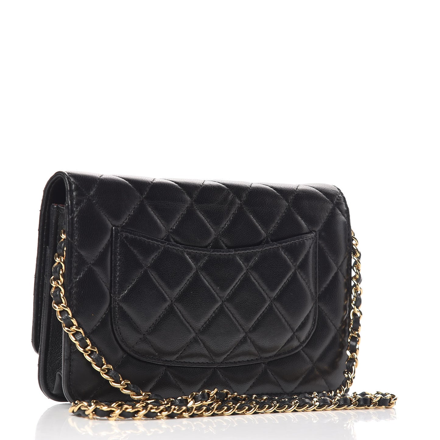 Lambskin Quilted Wallet On Chain WOC Black