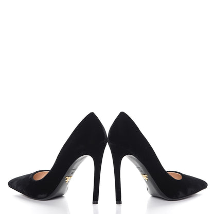 Prada Velvet Pointed Toe Pumps 40 Black 6 of 11