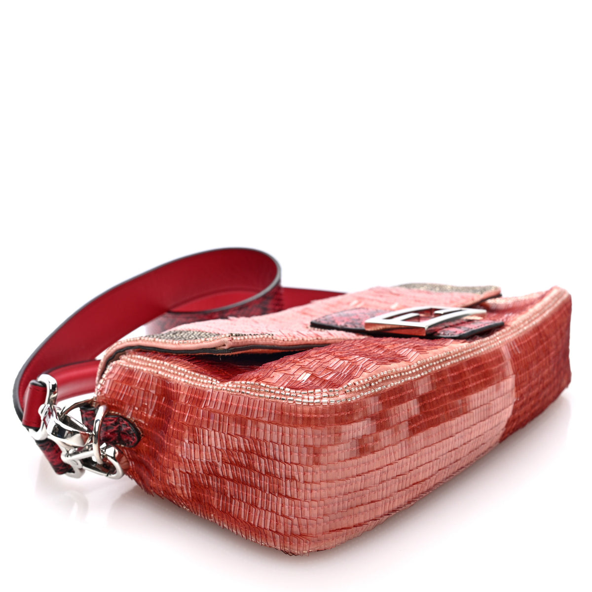 Sequin Snakeskin Re-Edition Baguette Pink