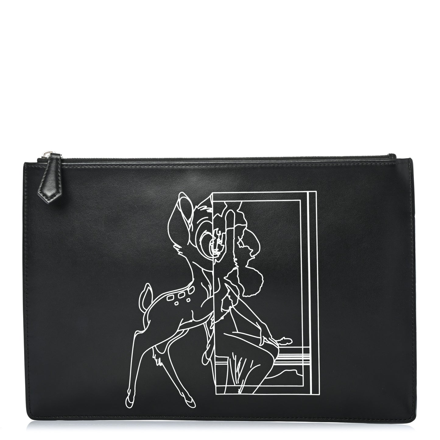 Calfskin Bambi Print Medium Cosmetic Pouch Black