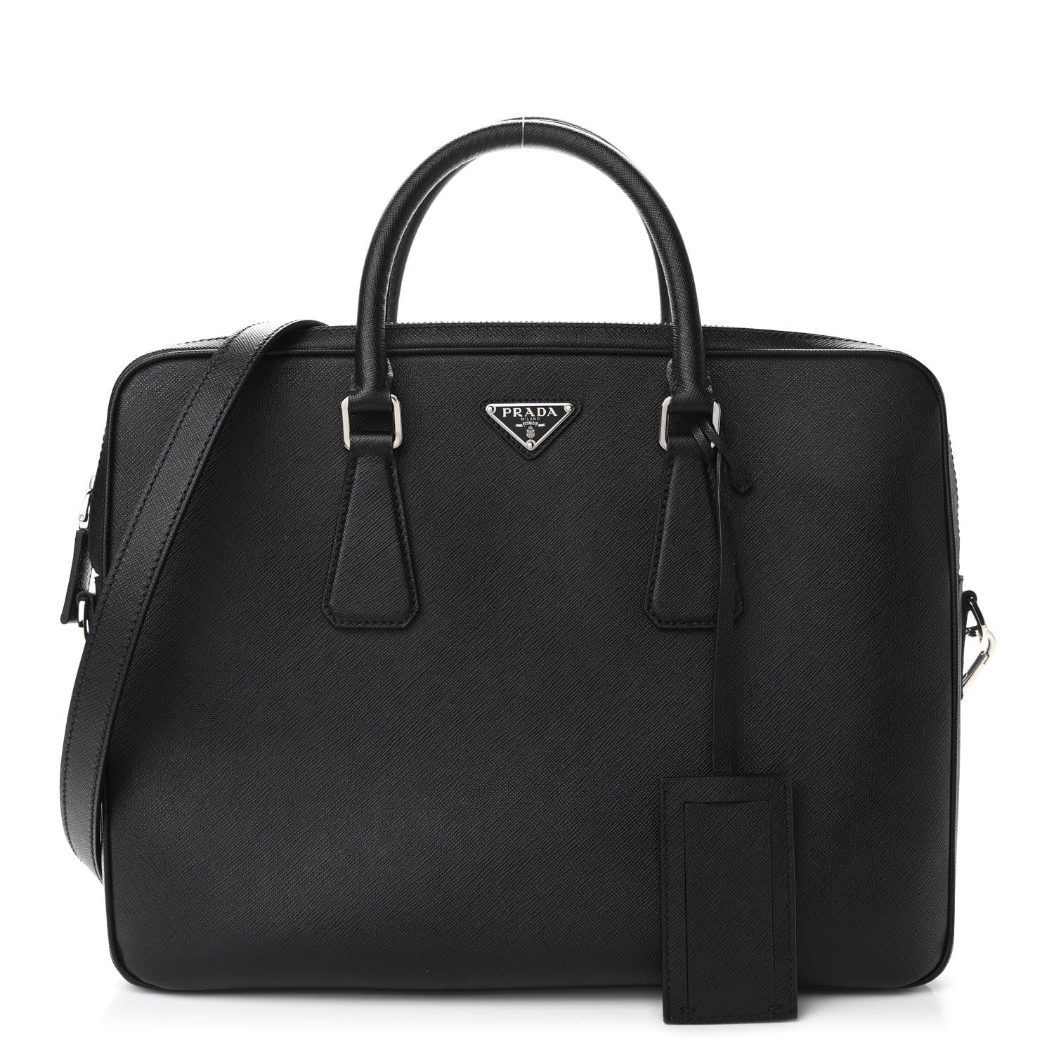 Prada Saffiano Travel Briefcase Black 1 of 9