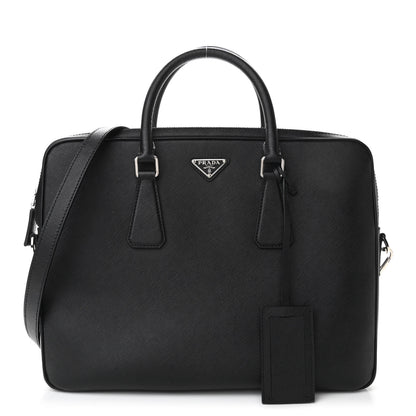 Prada Saffiano Travel Briefcase Black 1 of 9
