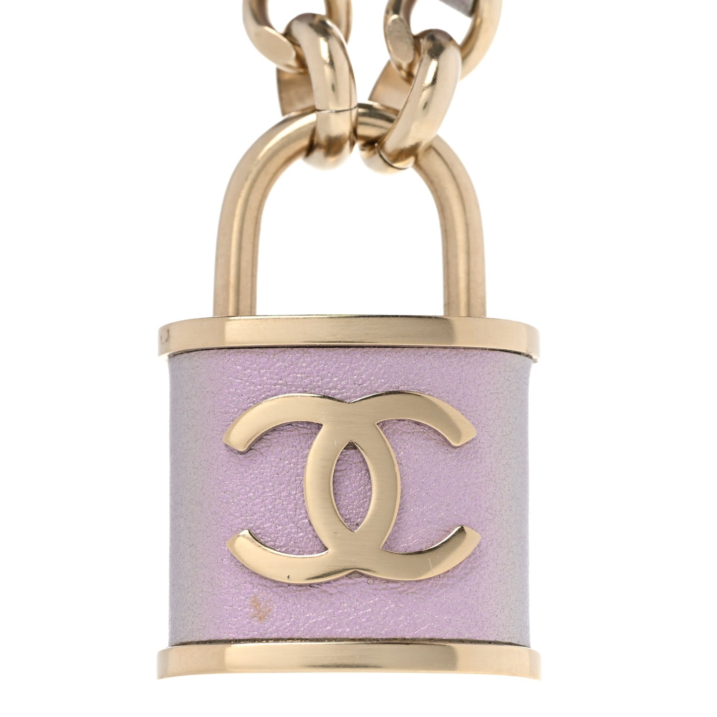 Metal Lambskin Chain CC Lock Choker Necklace Lilac