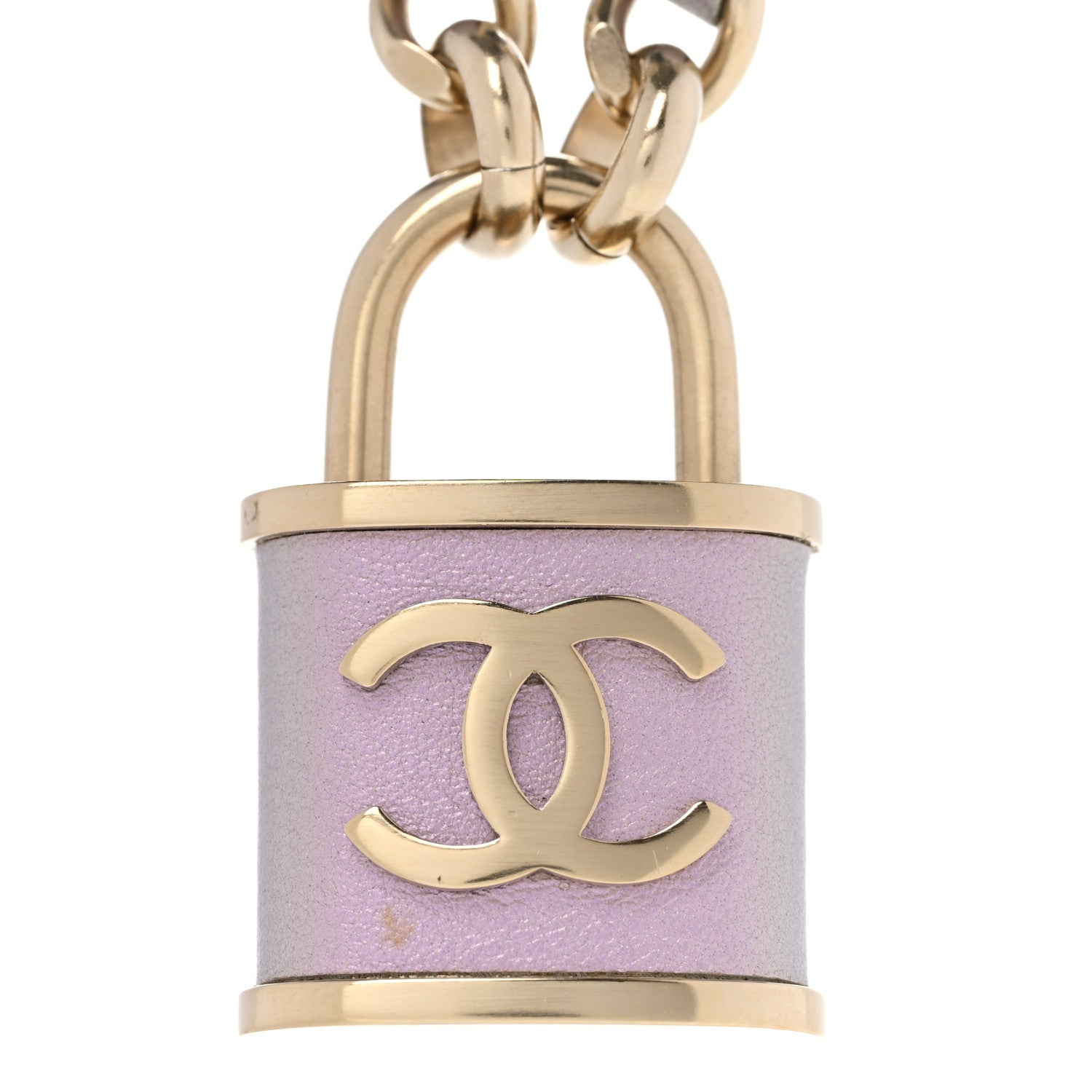 Chanel Metal Lambskin Chain CC Lock Choker Necklace Lilac 4 of 9